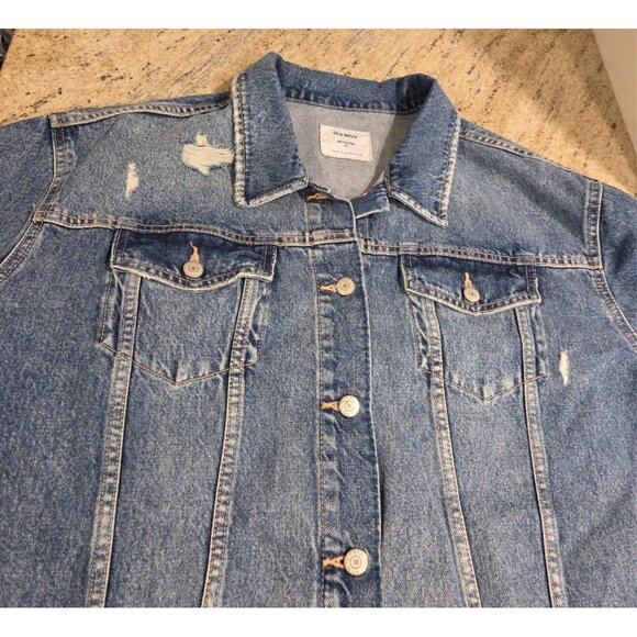 Old Navy Boyfriend Style Women’s Size XL Denim Distressed Trucker Jacket - Picture 9 of 15